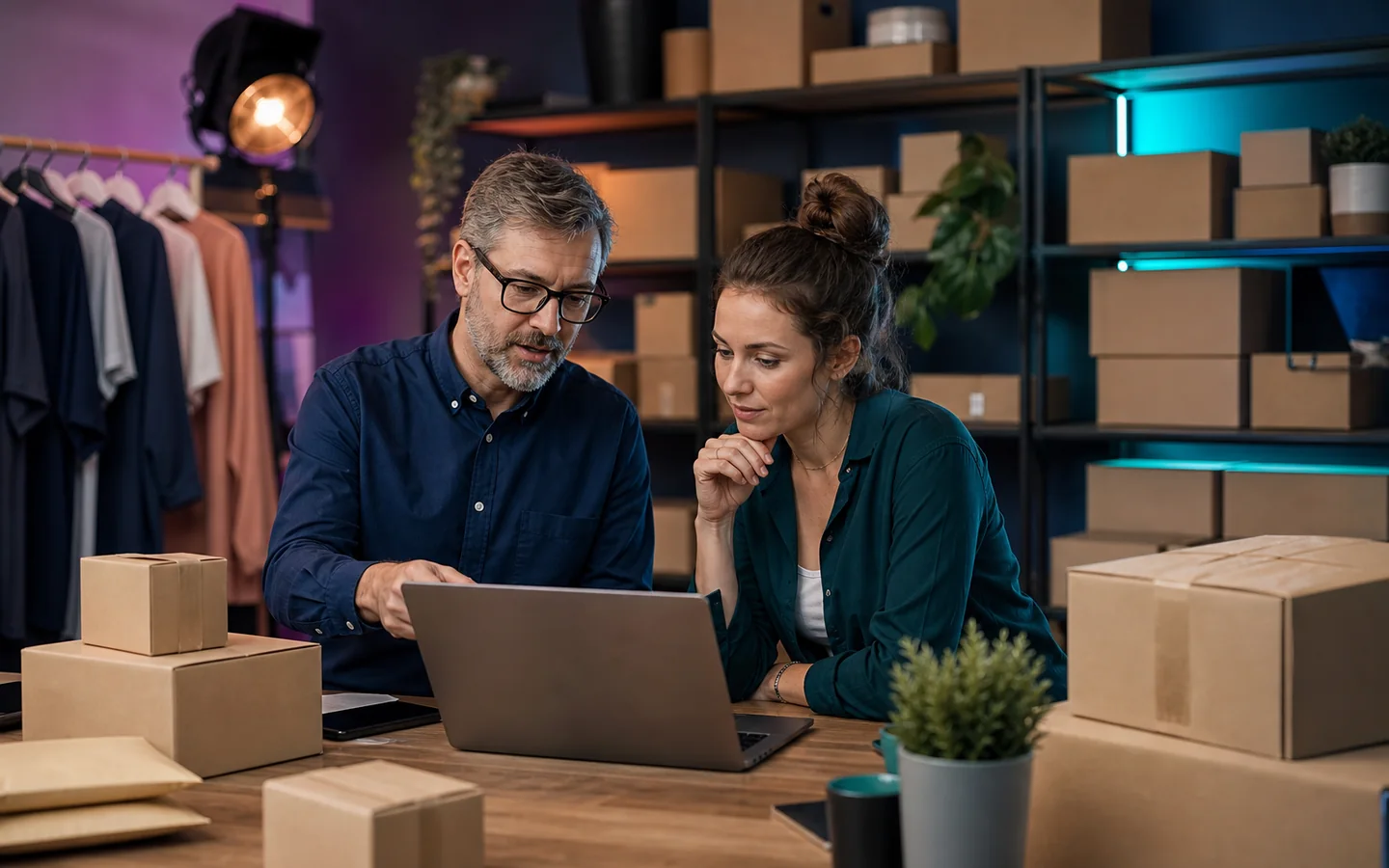 Équipe e-commerce étudiant un catalogue produit et ses performances
